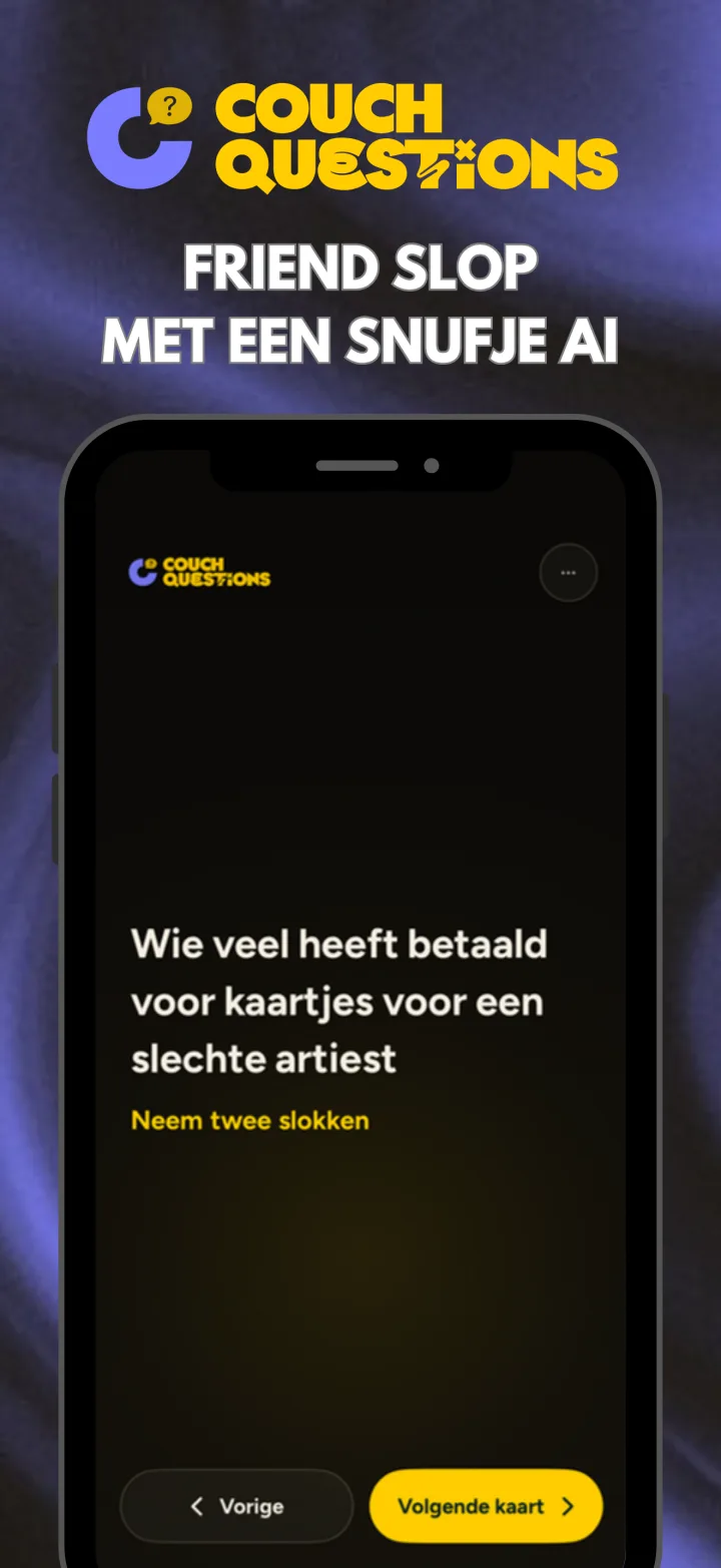 Couch Questions op iPhone: een kaart tijdens het spel