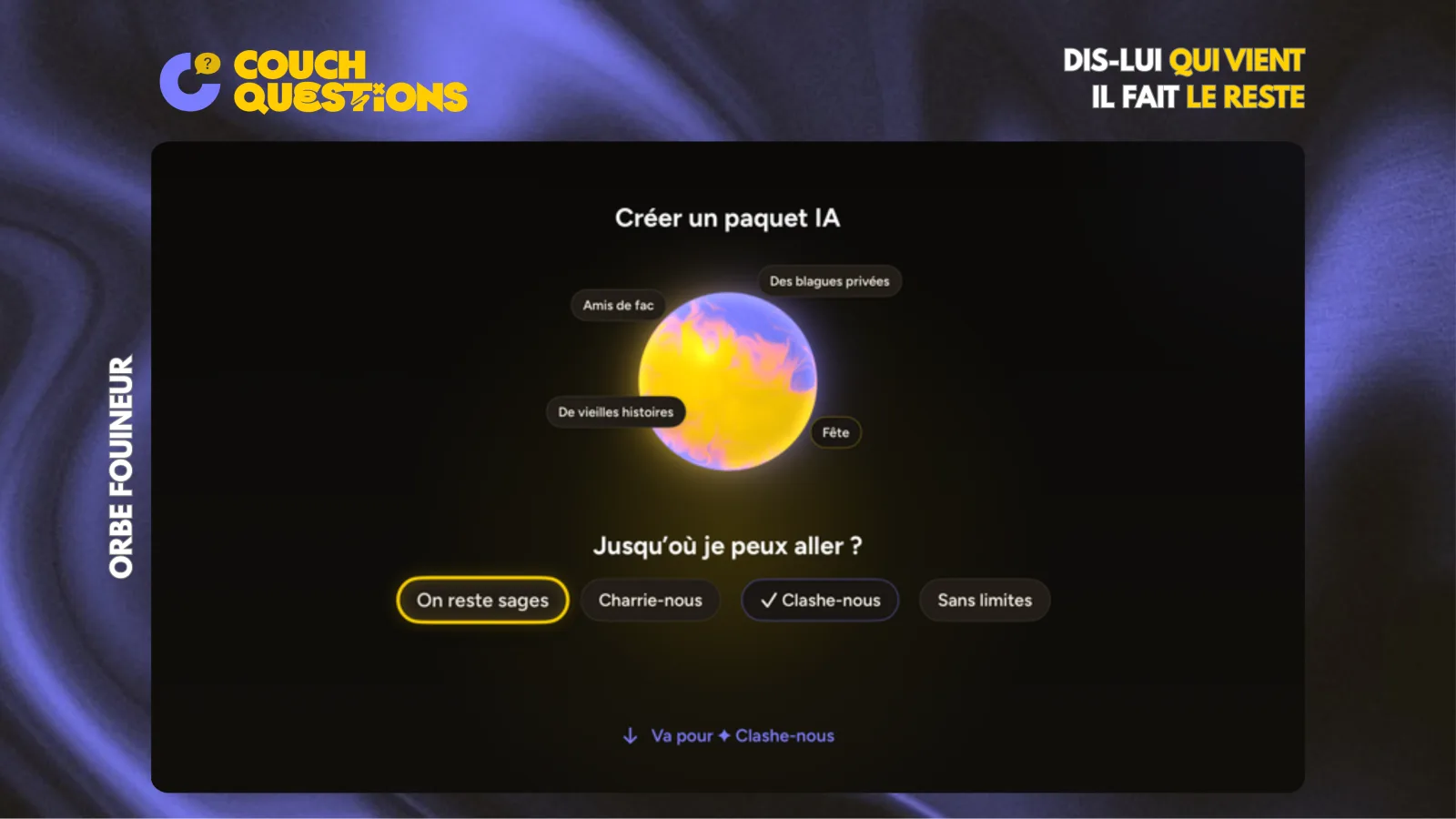 Couch Questions sur Apple TV : l'orbe crée un deck IA