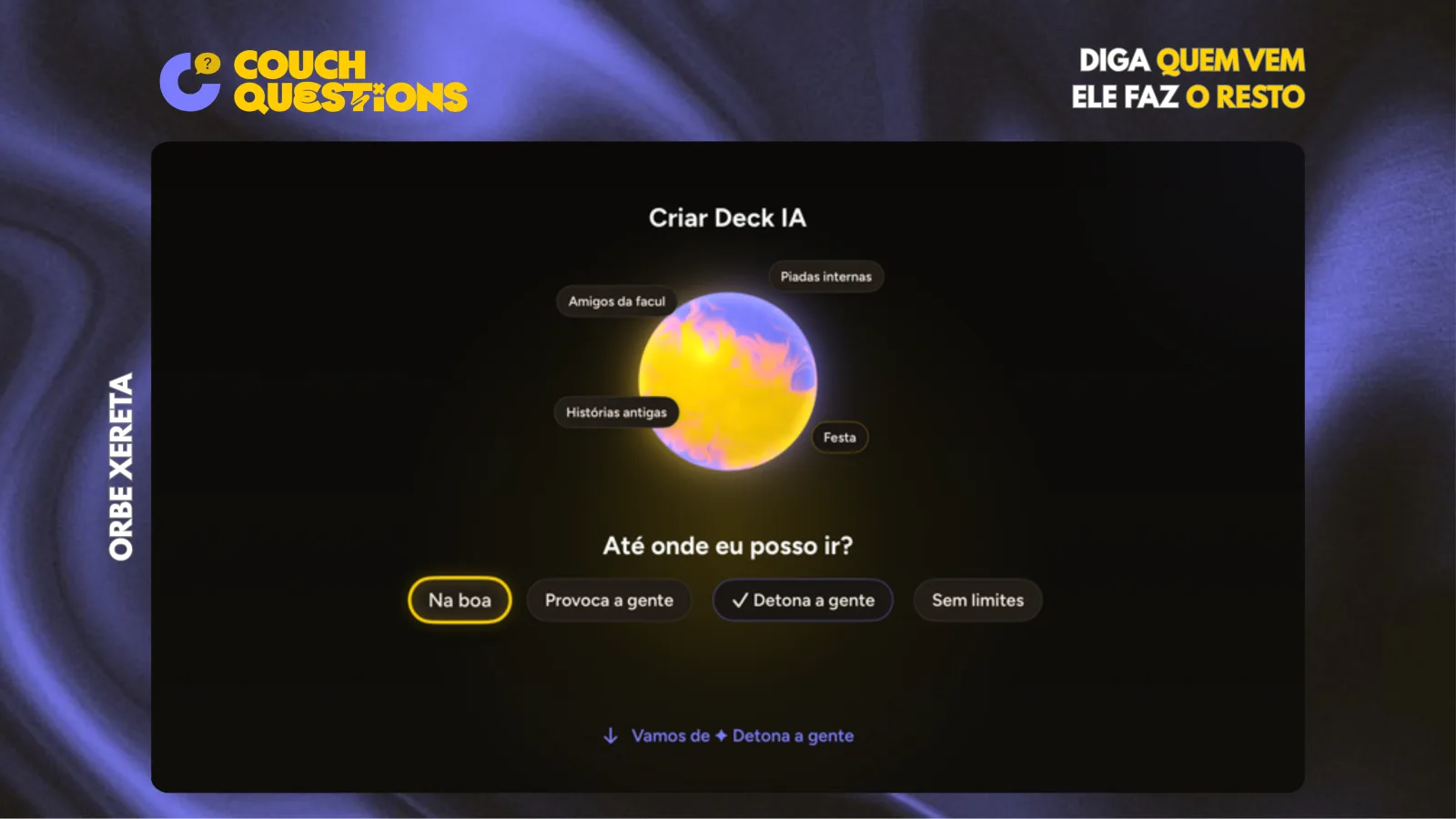 Couch Questions na Apple TV: o orbe criando um baralho com IA